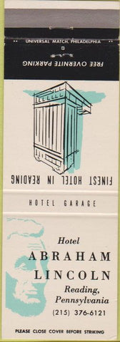 Matchbook Cover - Hotel Abraham Lincoln Reading PA