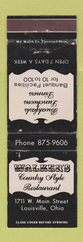 Matchbook Cover - Walker's Country Style Restaurant Louisville OH WEAR
