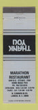 Matchbook Cover - Marathon Restaurant Landis NC