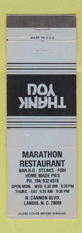 Matchbook Cover - Marathon Restaurant Landis NC
