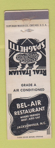 Matchbook Cover - Bel Air Restaurant Jacksonville NC Italian WEAR