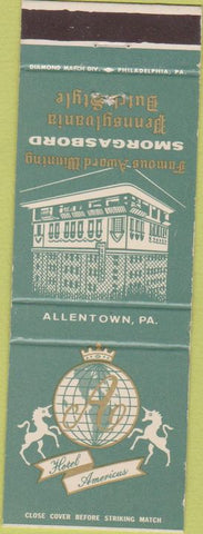 Matchbook Cover - Hotel Americus Allentown PA