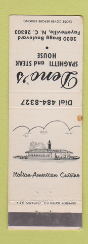 Matchbook Cover - Deno's Spaghetti Steak House Fayetteville NC WEAR
