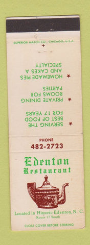 Matchbook Cover - Edenton Restaurant NC
