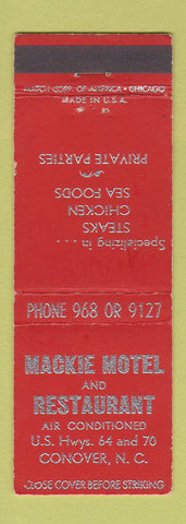 Matchbook Cover - Mackie Motel Restaurant Conover NC