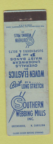 Matchbook Cover - Southern Webbing Mills Greensboro NC WEAR