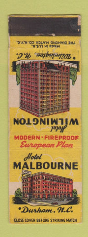 Matchbook Cover - Hotel Malbourne Durham NC WORN