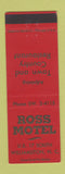 Matchbook Cover - Ross Motel Williamston NC