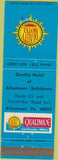 Matchbook Cover - Quality Motel Allentown Bethlehem PA