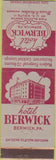 Matchbook Cover - Hotel Berwick Berwick PA
