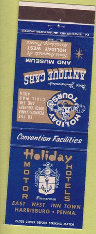 Matchbook Cover - Holiday Motor Hotel Harrisburg PA Antique Cars