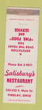 Matchbook Cover - Salisbury's Restaurant Findlay OH WORN