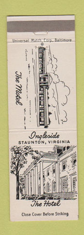 Matchbook Cover - Ingleside Hotel Motel Staunton VA