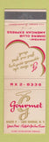Matchbook Cover - Gourmet Restaurant Lake George NY