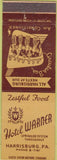 Matchbook Cover - Hotel Warner Harrisburg PA