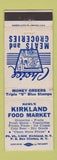 Matchbook Cover - Kirkland Food Market Clinton NY Kirkland