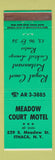 Matchbook Cover - Meadow Court Motel Ithaca NY GREEN