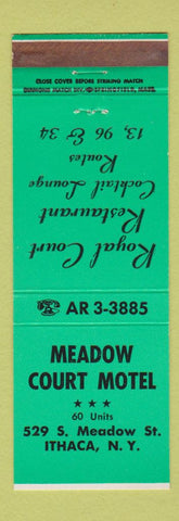 Matchbook Cover - Meadow Court Motel Ithaca NY GREEN