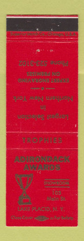 Matchbook Cover - Adirondack Awards Trophies Lake Placid NY RED