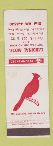 Matchbook Cover - Cardinal Motel Boone NC WEAR