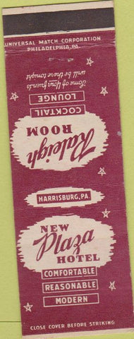 Matchbook Cover - New Plaza Hotel Harrisburg PA