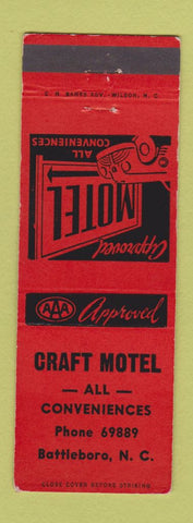 Matchbook Cover - Craft Motel Battleboro NC