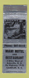Matchbook Cover - Miami Motel Restaurant Candler NC WEAR
