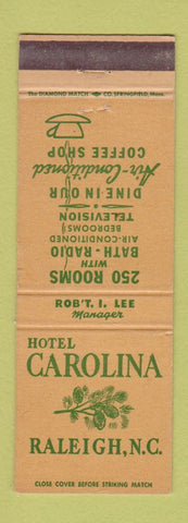 Matchbook Cover - Hotel Carolina Raleigh NC