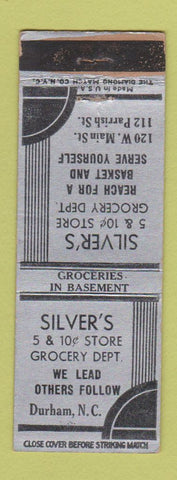 Matchbook Cover - Silver's Grocery Store 5 and 10 Durham NC WEAR