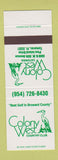 Matchbook Cover - Colony West Country Club Tamarac FL