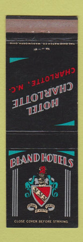 Matchbook Cover - Bland Hotels Hotel Charlotte NC WEAR