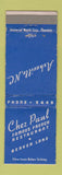 Matchbook Cover - Chez Paul French Restaurant Beaver Lake Asheville NC WEAR
