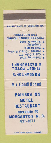 Matchbook Cover - Rainbow Inn Motel Restaurant Morganton NC