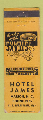 Matchbook Cover - Hotel James Marion N Clow phone # WEAR