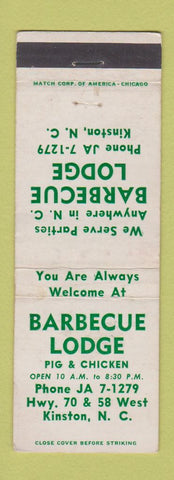 Matchbook Cover - BBQ Lodge Kinston NC WEAR