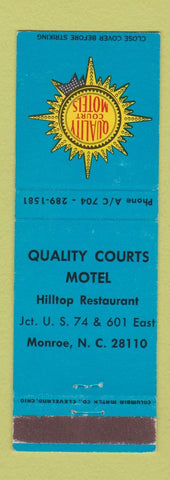 Matchbook Cover - Quality Courts Motel Hilltop Restaurant Monroe N