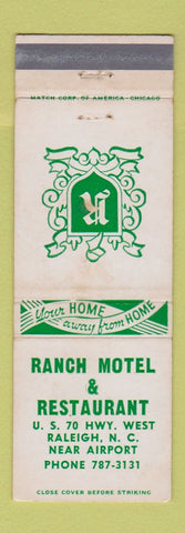 Matchbook Cover - Ranch Motel Restaurant Raleigh NC WEAR