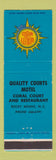 Matchbook Cover - Quality Court Motel Coral Court Rocky Mount NC