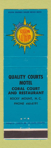 Matchbook Cover - Quality Court Motel Coral Court Rocky Mount NC