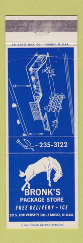 Matchbook Cover - Bronk's Package Liquor Fargo ND horse WEAR