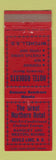 Matchbook Cover Great Northern Hotel Devils Lake ND Hotel Roberts Mitchell WEAR