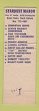 Matchbook Cover - Stardust Manor Grand Forks ND