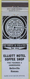 Matchbook Cover - Elliott Hotel Coffee Shop Belleville KS