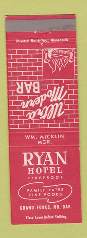 Matchbook Cover - Ryan Hotel Grand Forks ND