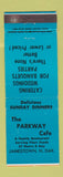 Matchbook Cover - Parkway Cafe Jamestown ND WEAR BLUE