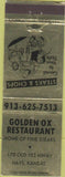 Matchbook Cover - Golden Ox Restaurant Hays KS