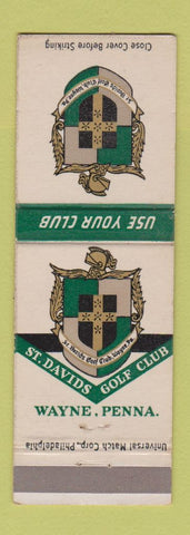 Matchbook Cover - St Davis Golf Club Wayne PA