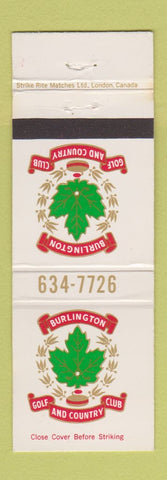 Matchbook Cover - Burlington Golf and Country Club ON