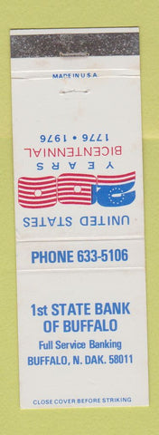 Matchbook Cover - 1st State Bank of Buffalo ND 1976
