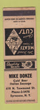 Matchbook Cover - Mike Donze Meats Italian Sausage Syracuse NY